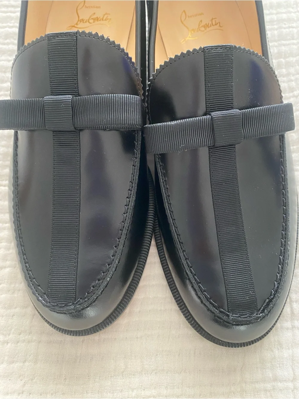 NIB Christian Louboutin Regalito Donna Flat Calf Abrasivato/GG loafer blk 38.5.